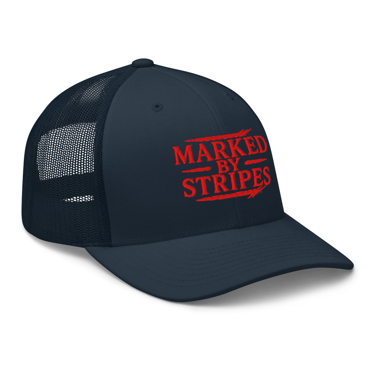 Marked by Stripes Trucker Cap - Navy - Right Front View