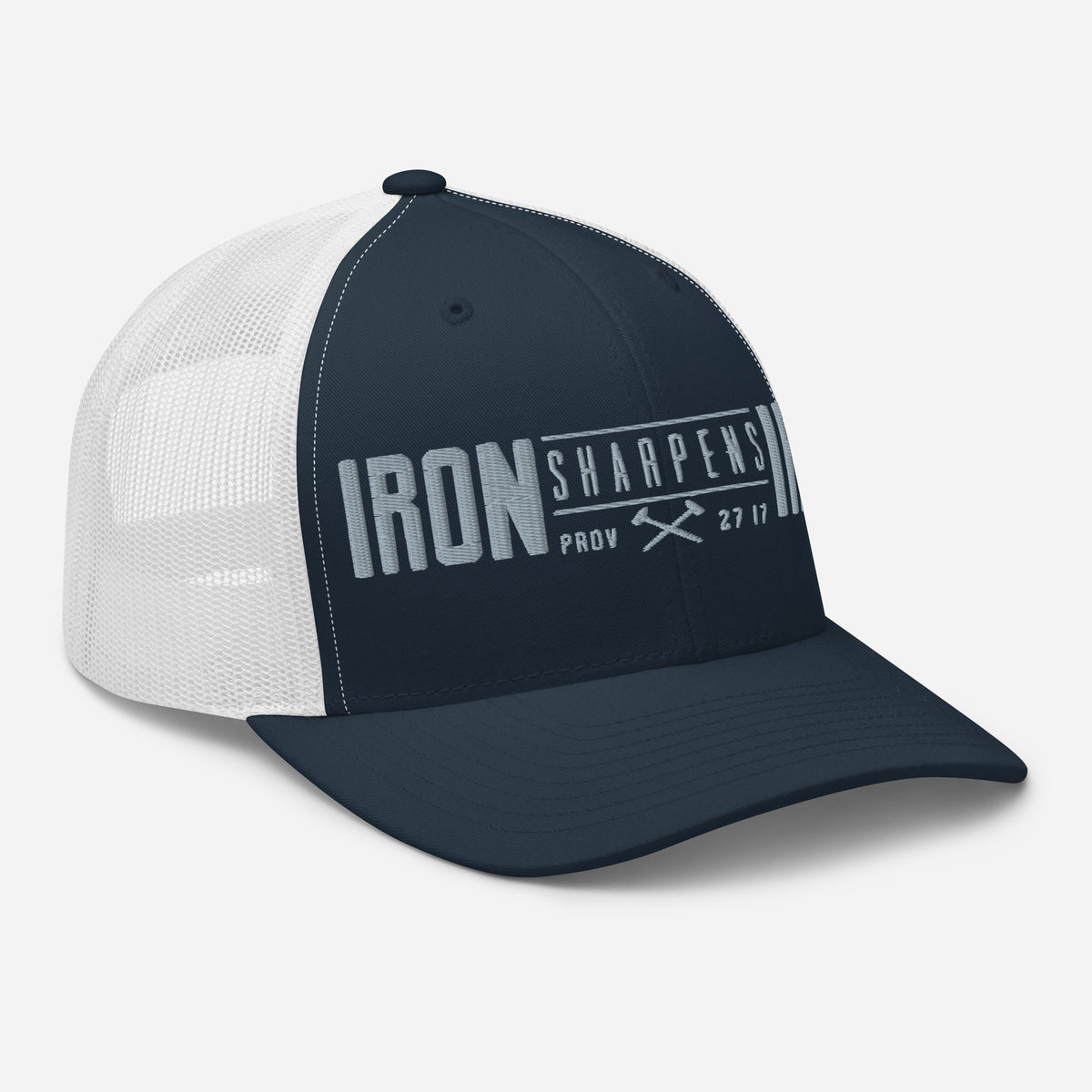 Men's Iron Sharpens Iron Trucker Cap - Navy/ White - Right Front View