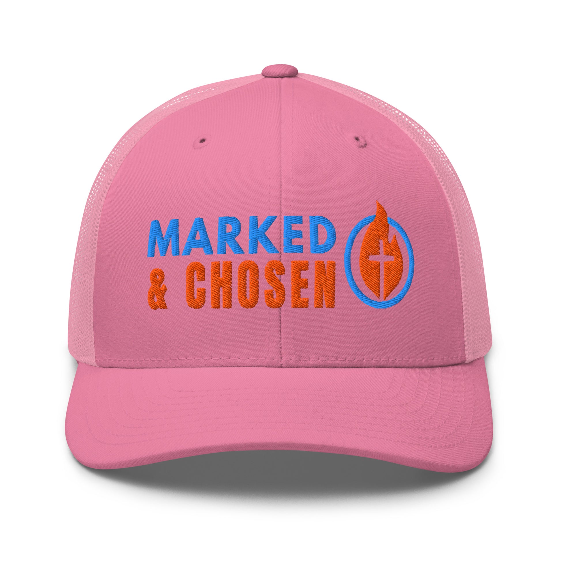 6606T Retro Trucker Pink Marked & Chosen Logo front facing