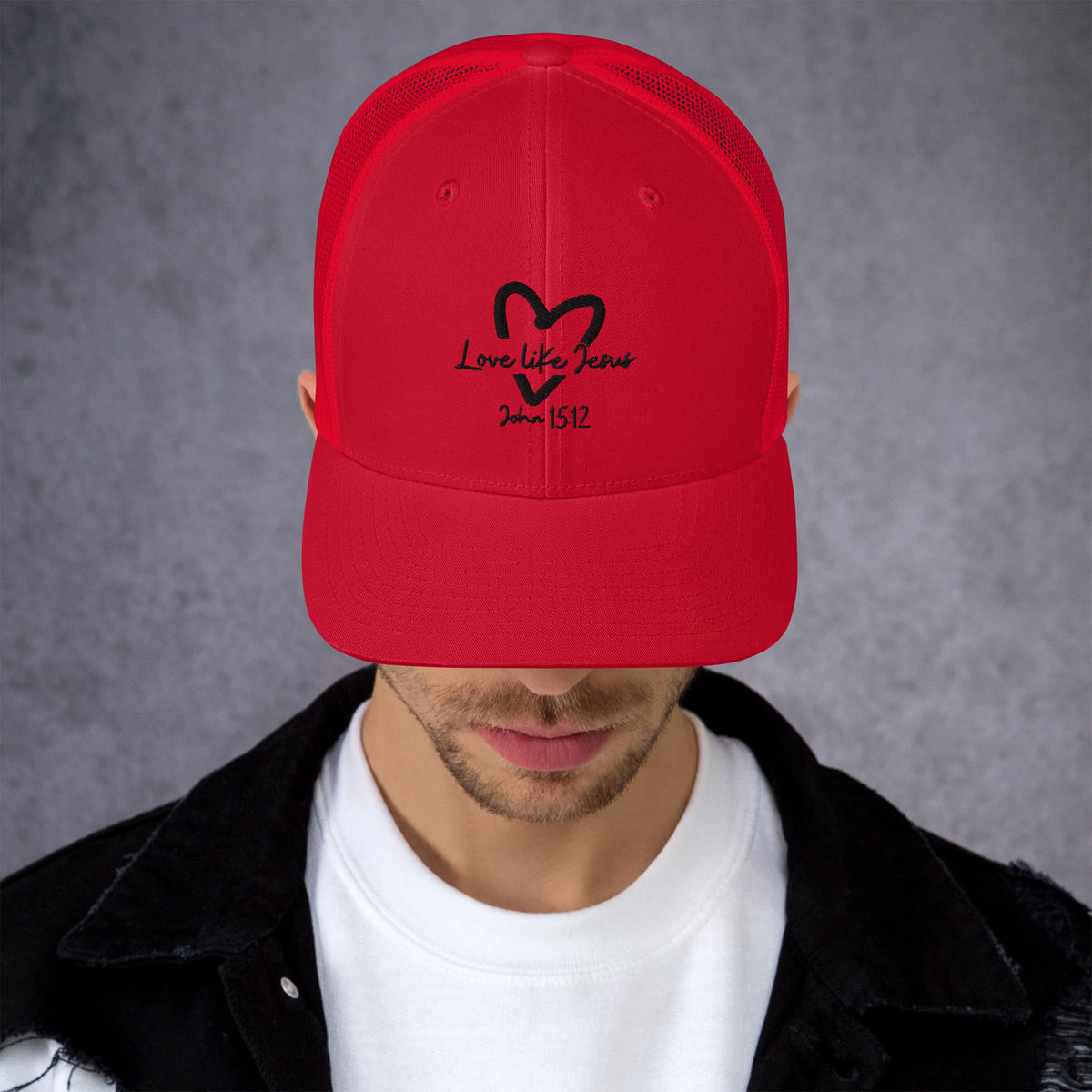 Love Like Jesus Trucker Cap - Red - Front View