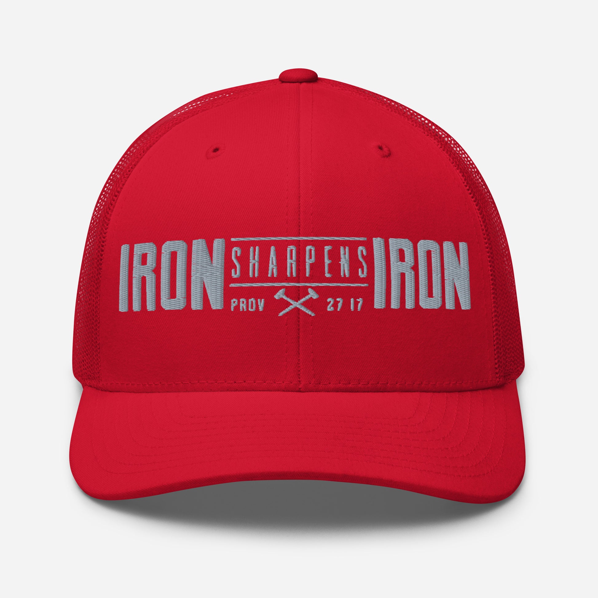 Men's Iron Sharpens Iron Trucker Cap - Red - Front View