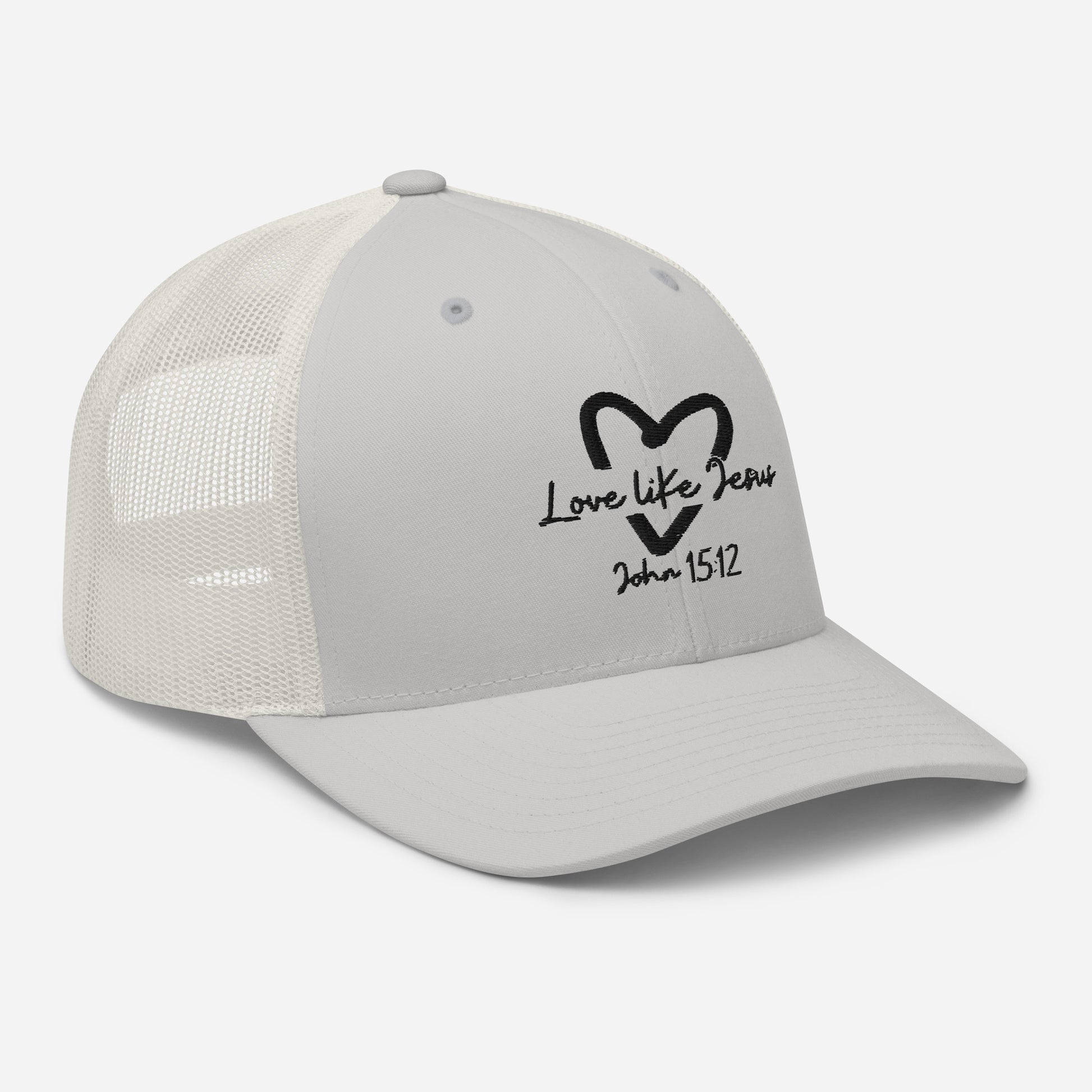 Love Like Jesus Trucker Cap - Silver - Right Front View