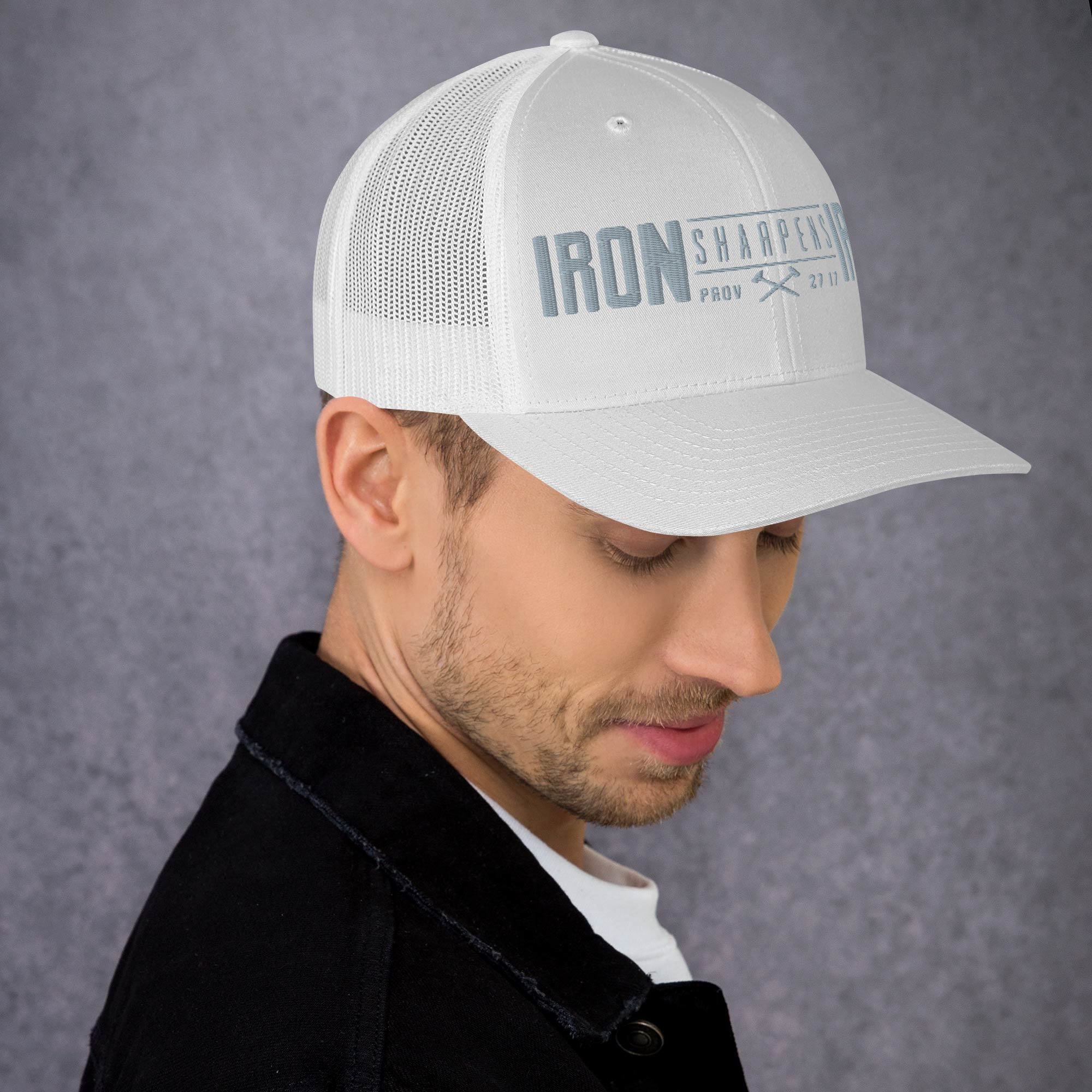 Men's Iron Sharpens Iron Trucker Cap - White - Right Side View