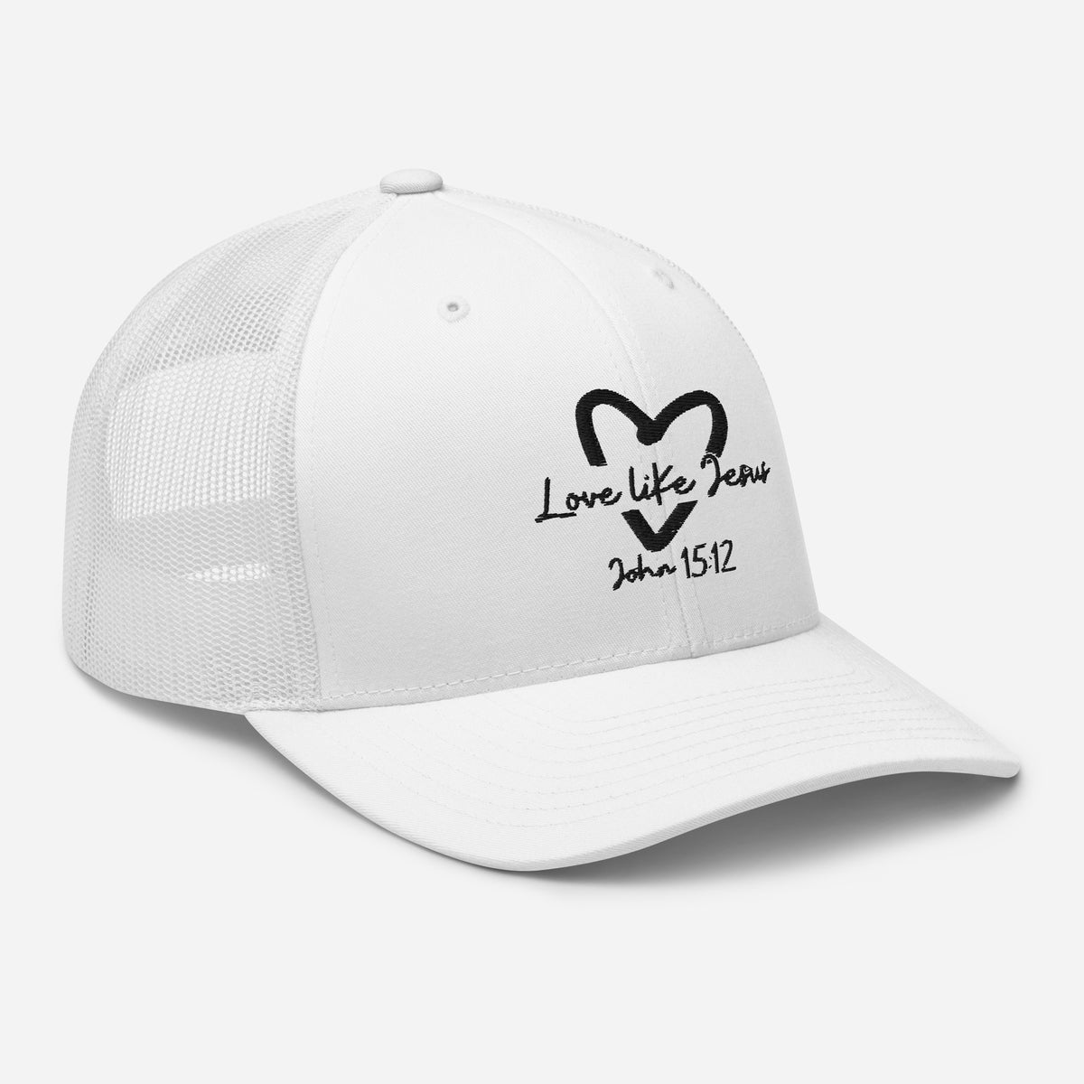 Love Like Jesus Trucker Cap - White - Right Front View