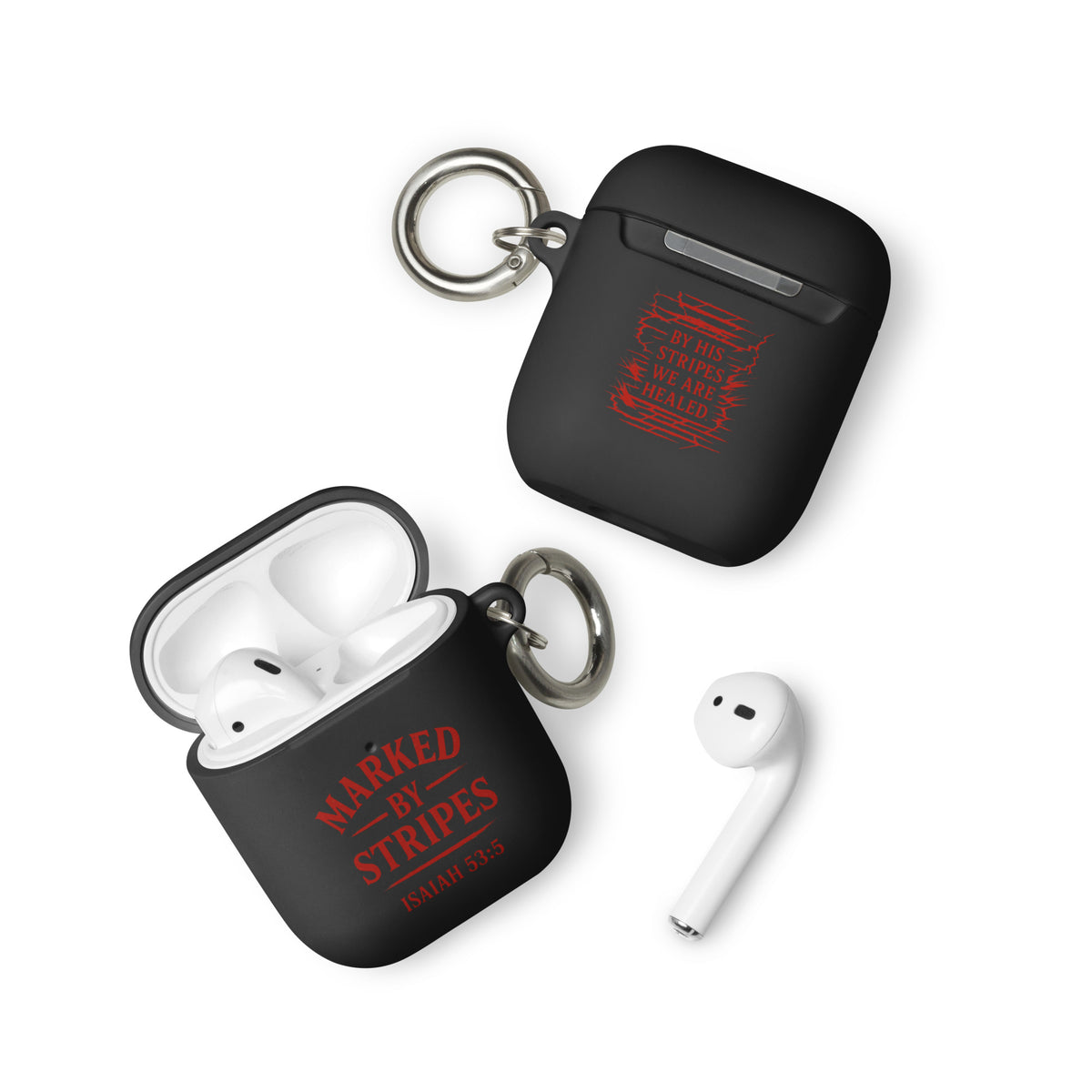 Marked by Stripes AirPods Case - Black - Front View