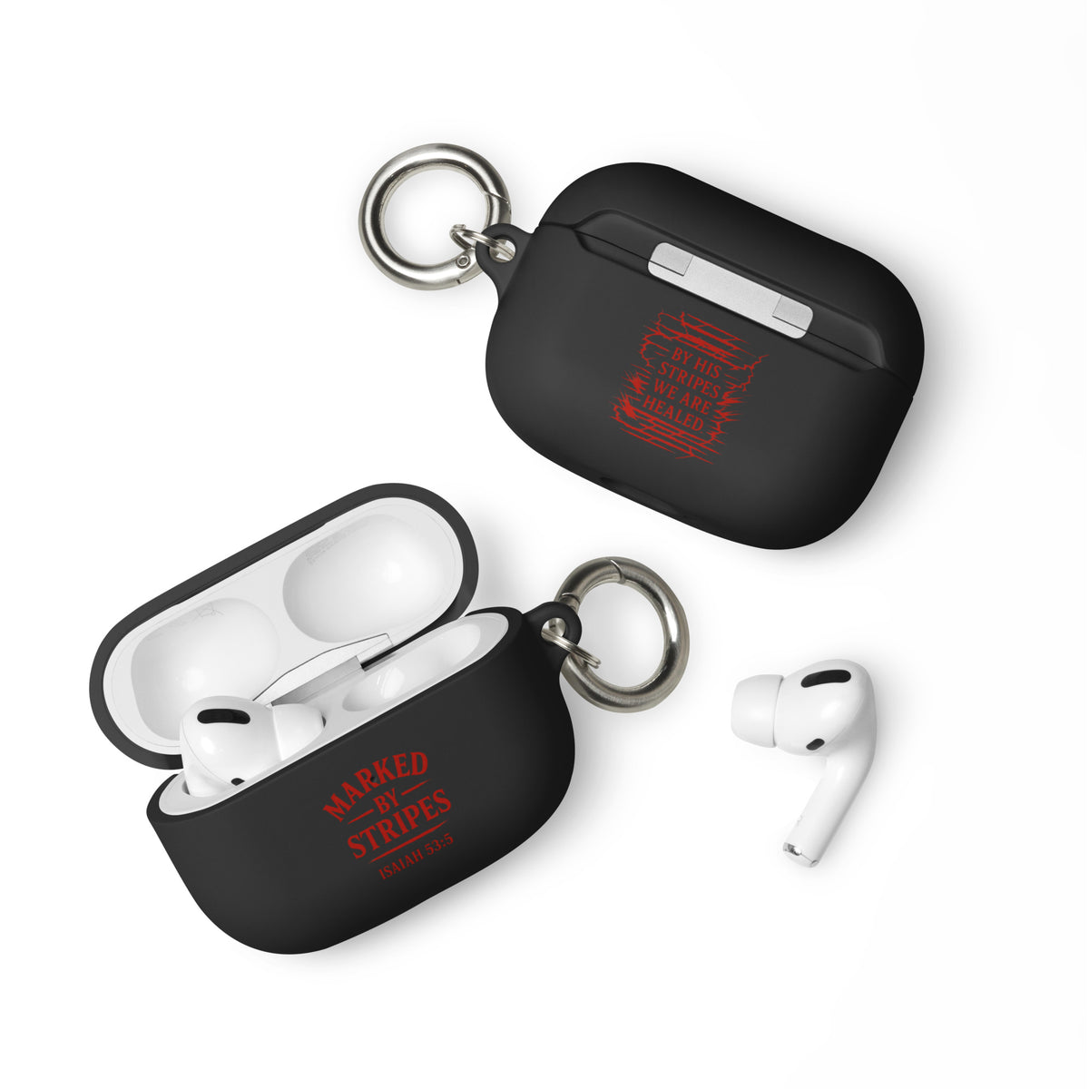 Marked by Stripes AirPods Case - Black - Front View 2