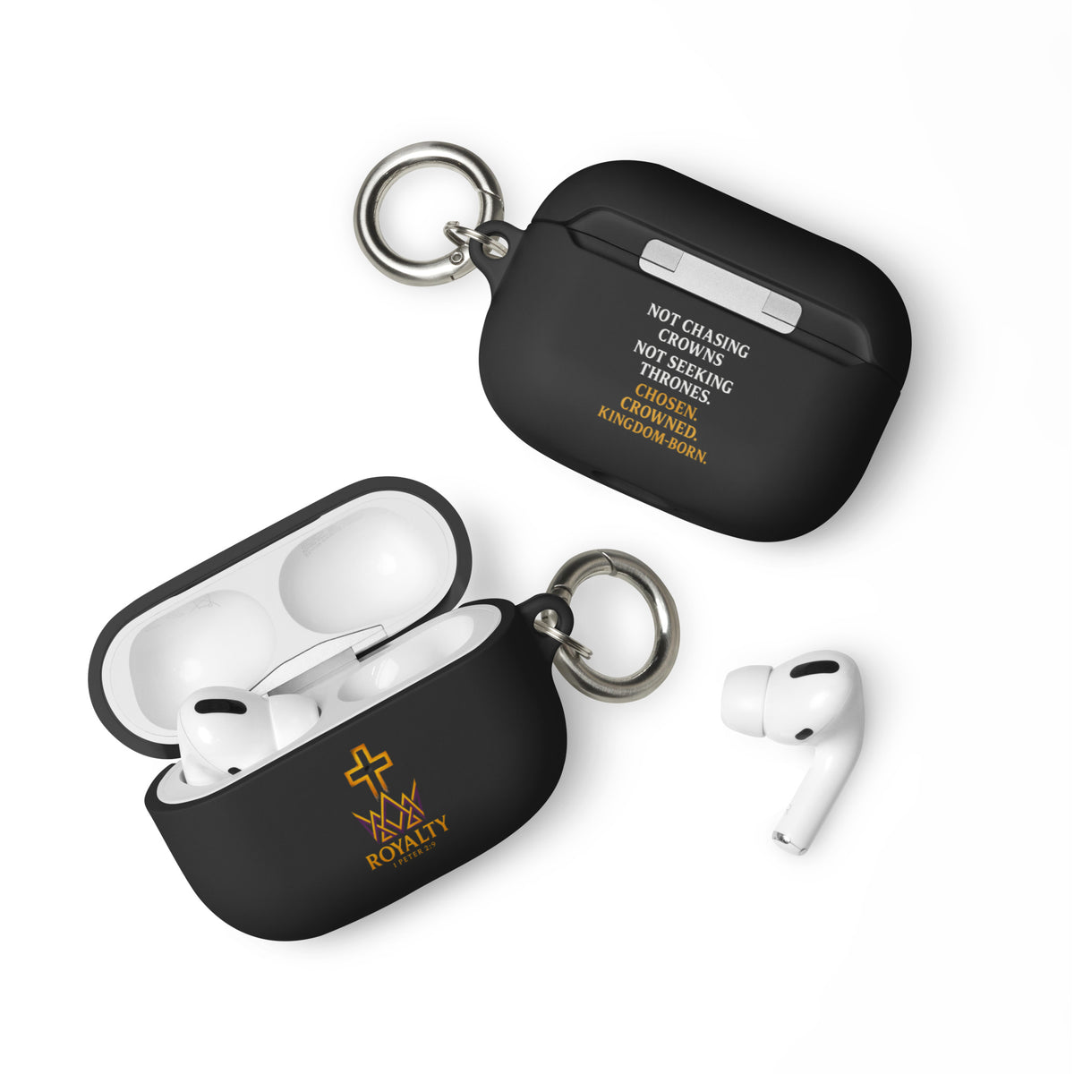 Royalty AirPods Case - Black - Front View 2
