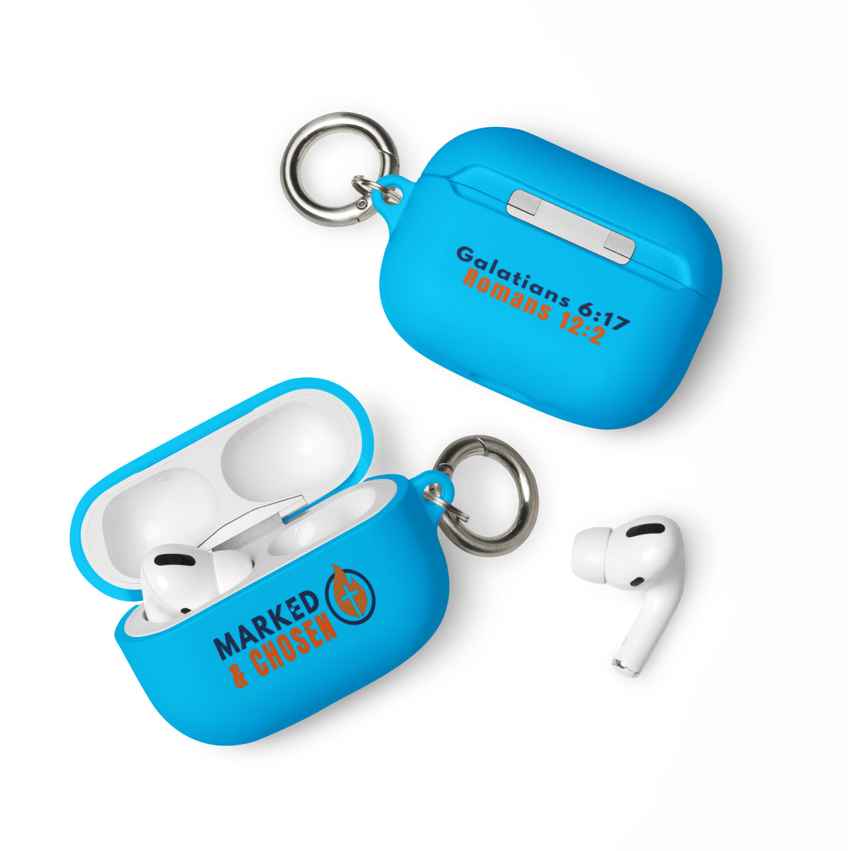 Marked & Chosen Rubber AirPods Case - Blue - Front View 2