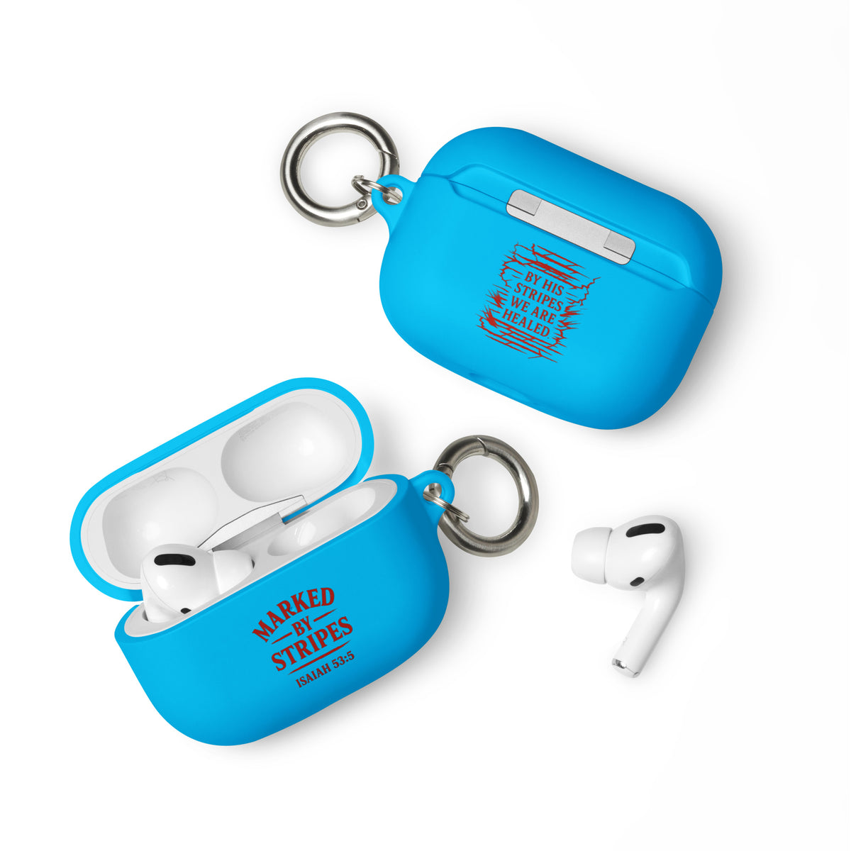 Marked by Stripes AirPods Case - Blue - Front View 2