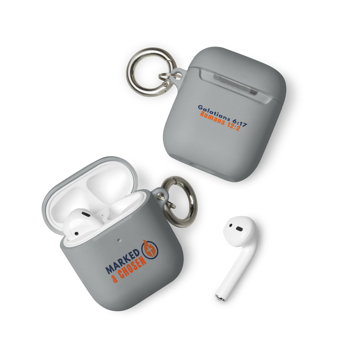 Marked & Chosen Rubber AirPods Case - Grey - Front View