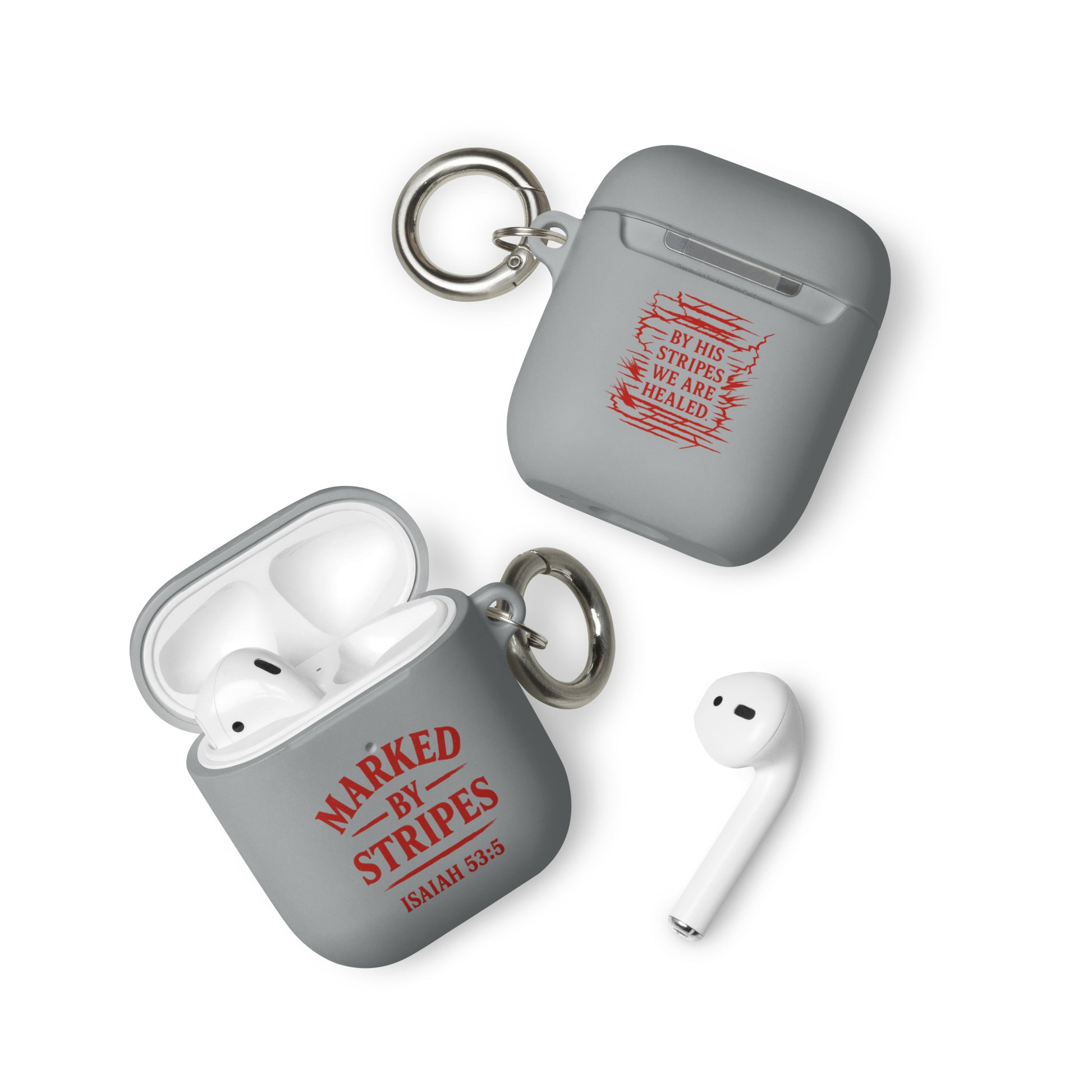 Marked by Stripes AirPods Case - Grey - Front View