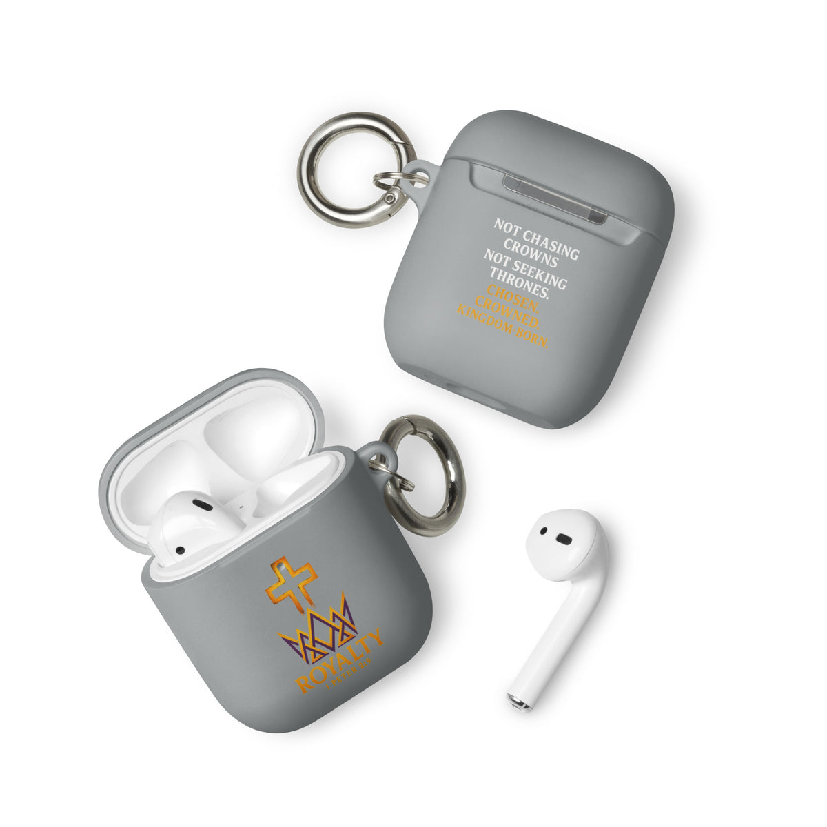 Royalty AirPods Case - Grey - Front View