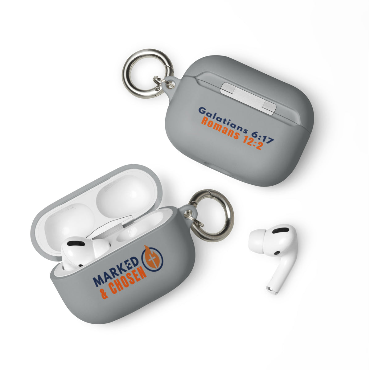 Marked & Chosen Rubber AirPods Case - Grey - Front View 2