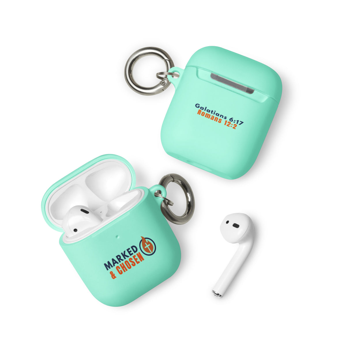 Marked & Chosen Rubber AirPods Case - Mint - Front View