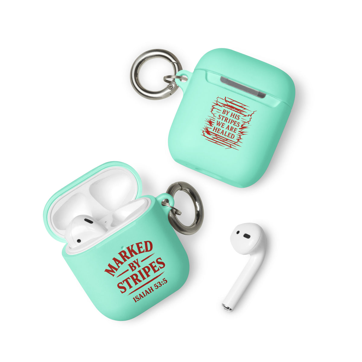 Marked by Stripes AirPods Case - Mint - Front View