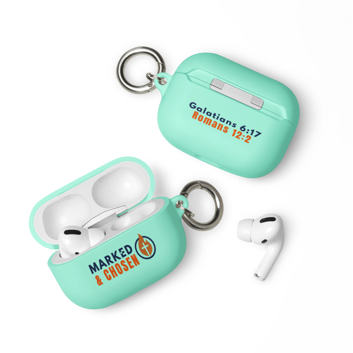 Marked & Chosen Rubber AirPods Case - Mint - Front View 2