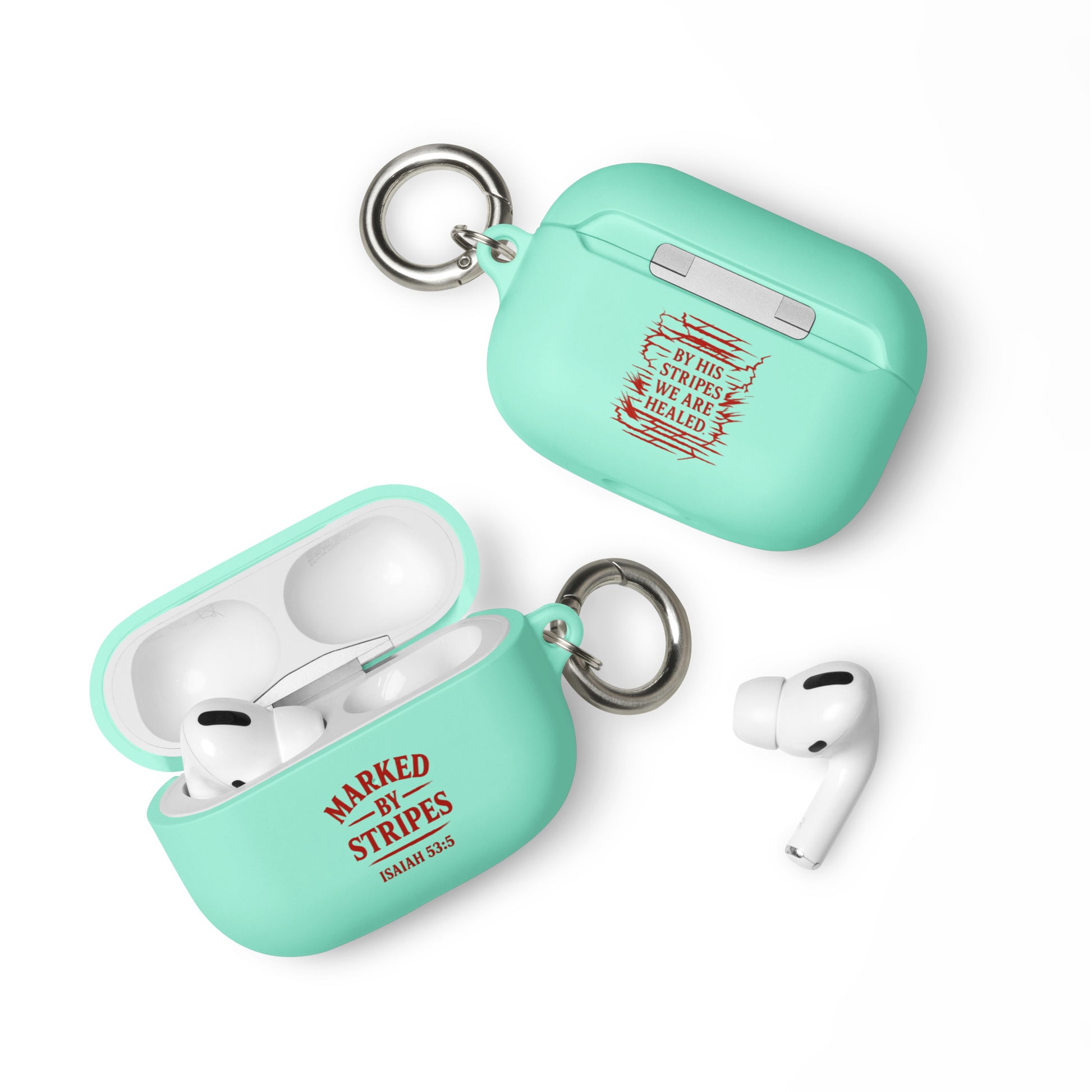 Marked by Stripes AirPods Case - Mint - Front View 2
