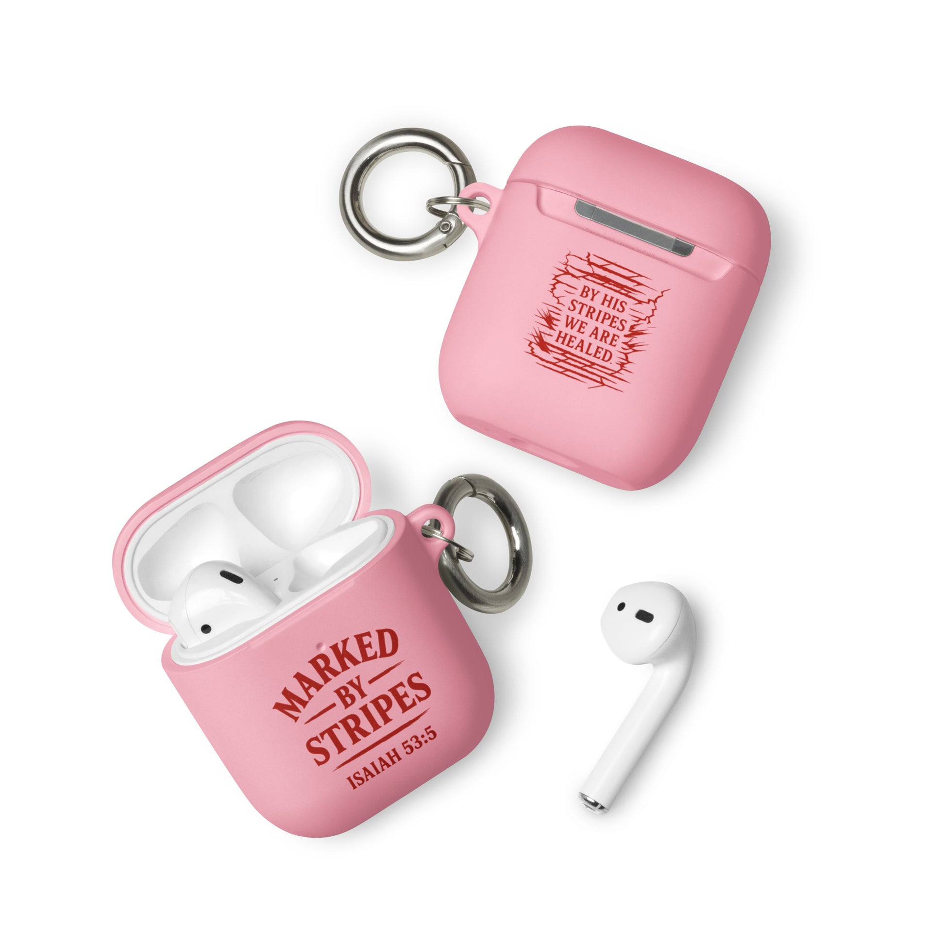 Marked by Stripes AirPods Case - Pink - Front View