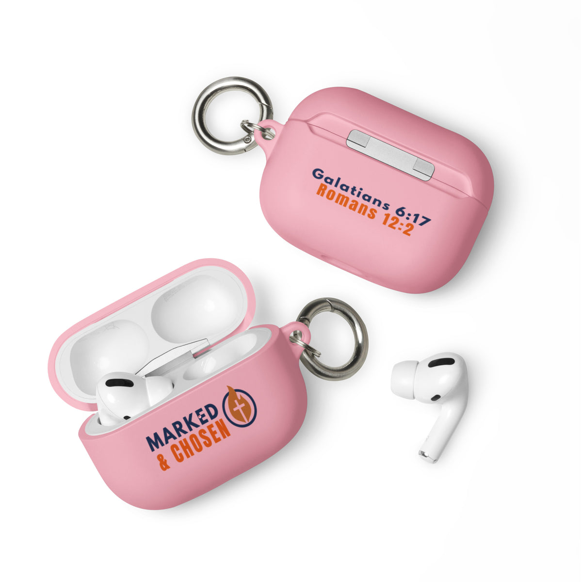 Marked & Chosen Rubber AirPods Case - Pink - Front View 2