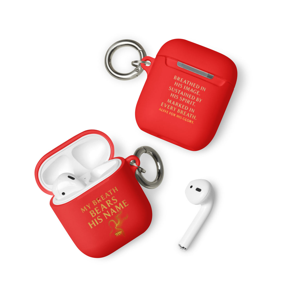 My Breath Bears His Name AirPods Case - Red - Front View
