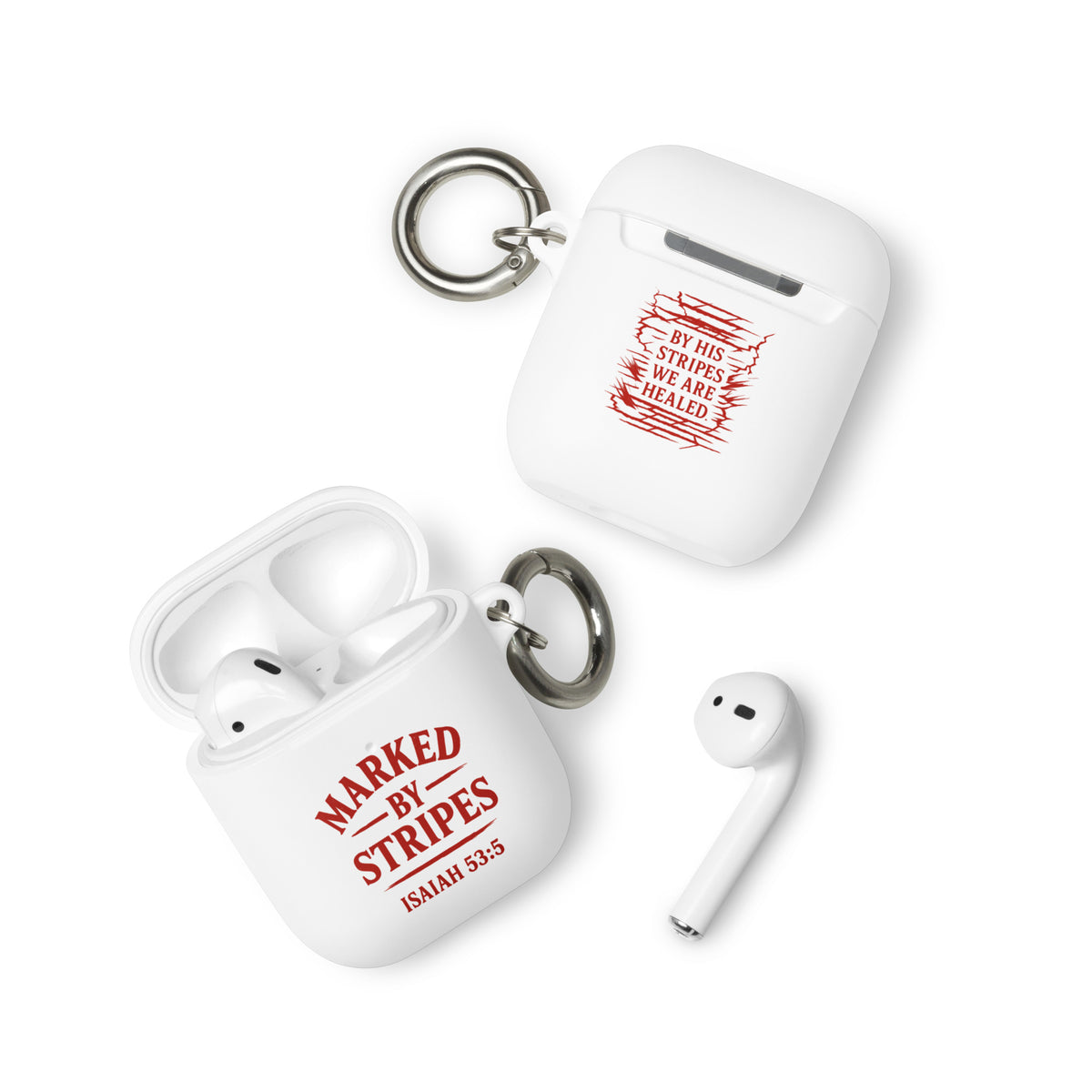 Marked by Stripes AirPods Case - White - Front View