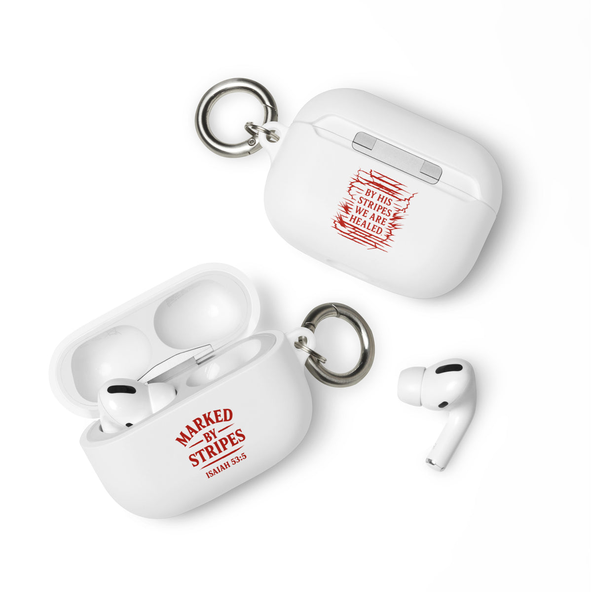 Marked by Stripes AirPods Case - White - Front View 2