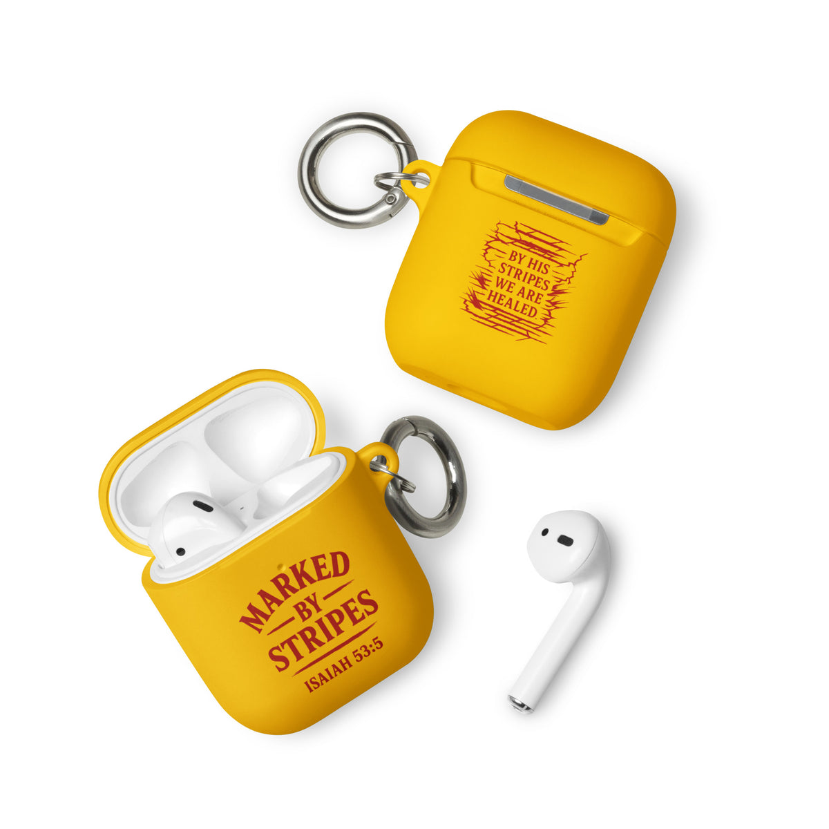 Marked by Stripes AirPods Case - Yellow - Front View