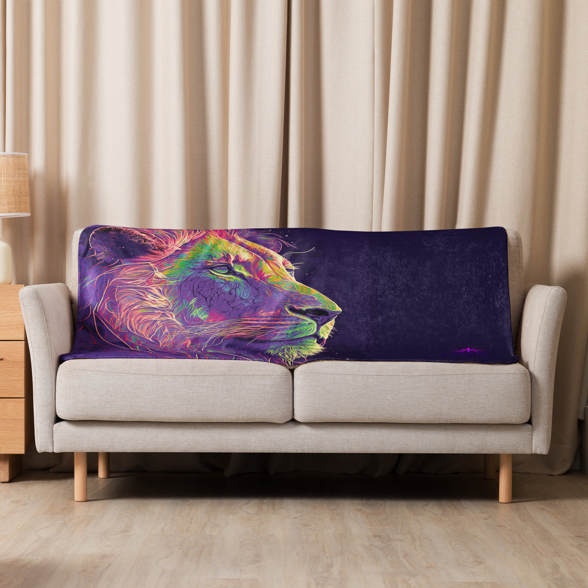 Lion of Judah Purple Sherpa Blanket - 37″×57″ - Front View
