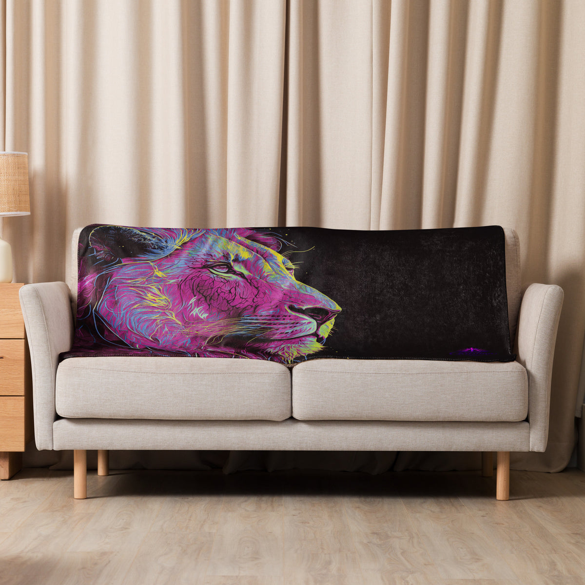 Lion of Judah Pink Sherpa Blanket - 37″×57″ - Front View