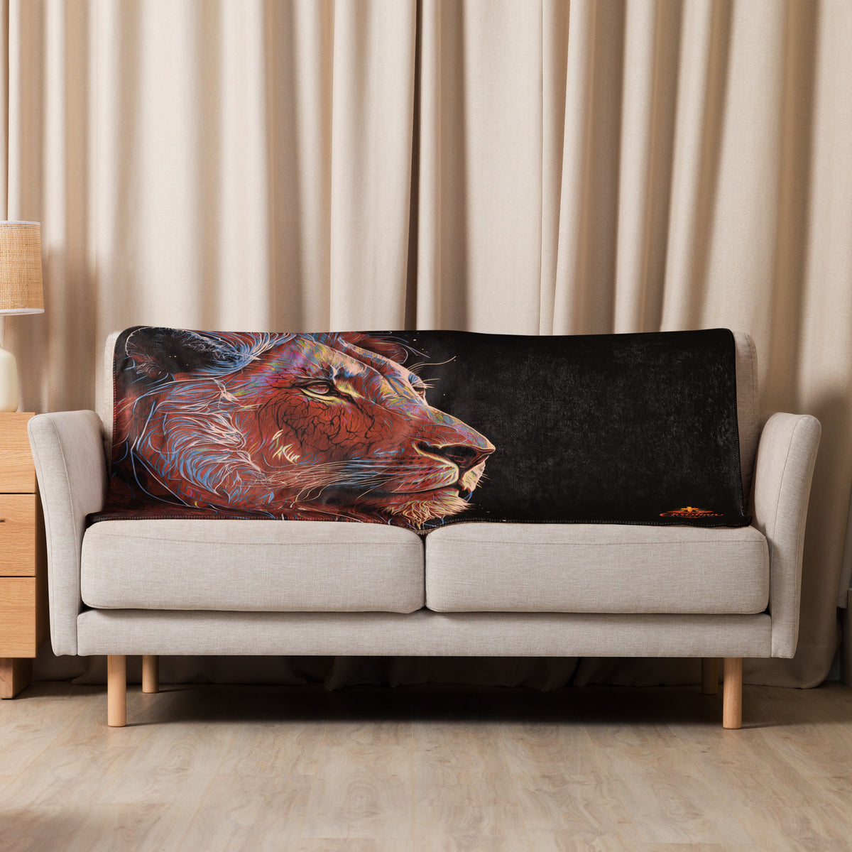 Lion of Judah Red Sherpa Blanket - 37″×57″ - Front View