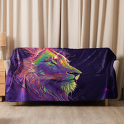Lion of Judah Purple Sherpa Blanket - 60″×80″ - Front View
