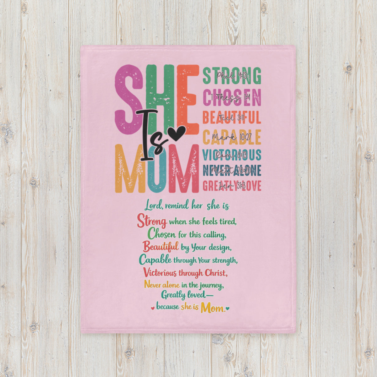 She is Mom Throw Blanket - 30″×40″ - Front View