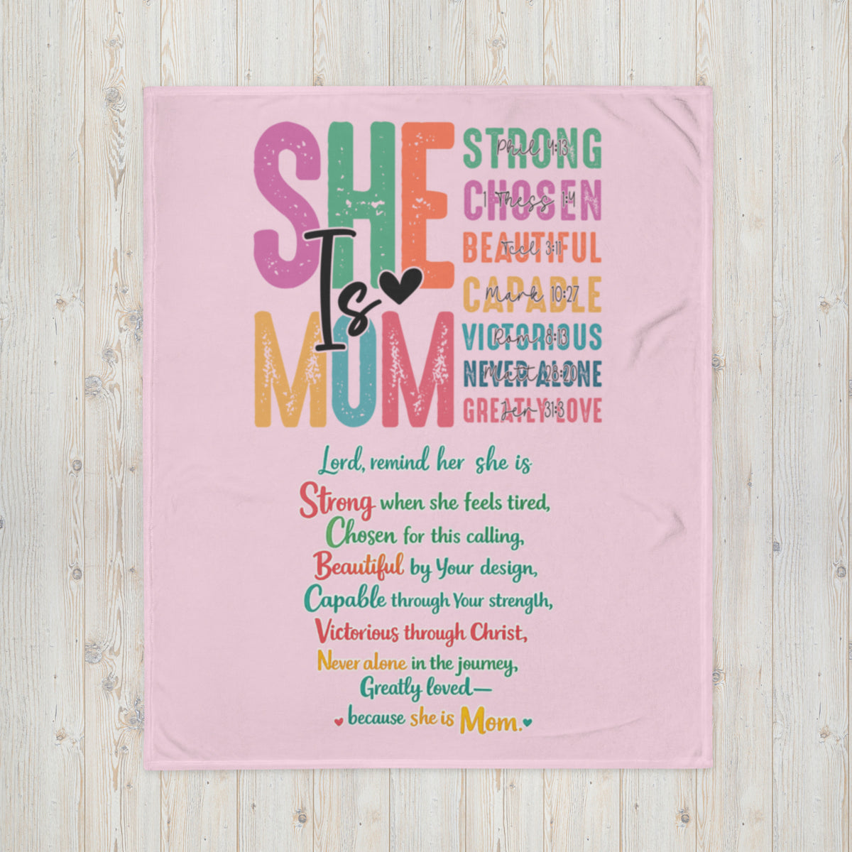 She is Mom Throw Blanket - 50″×60″ - Front View