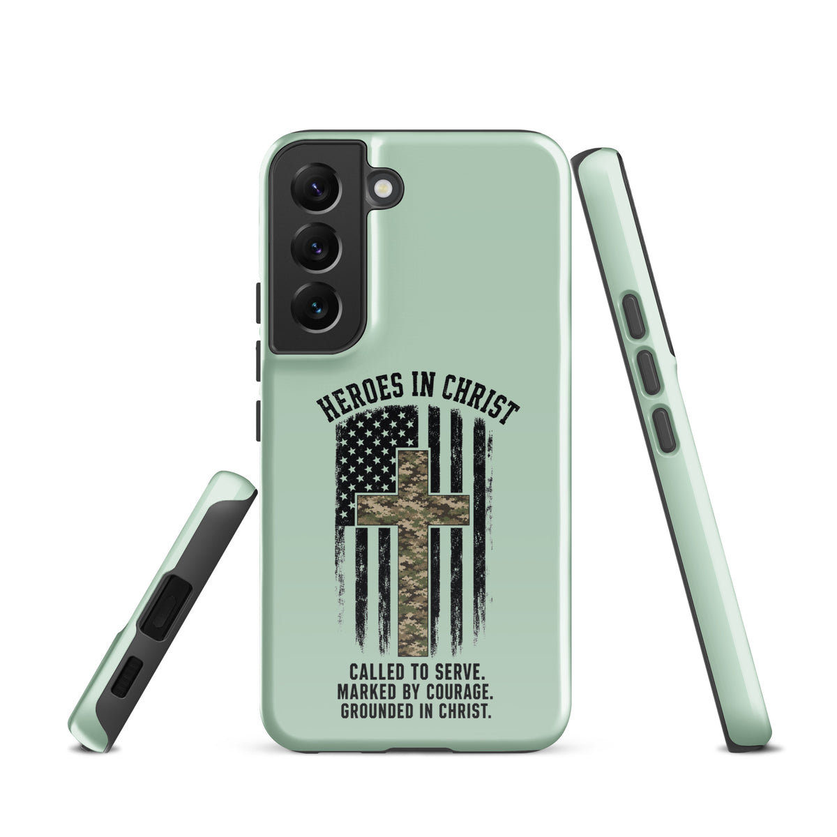 Heroes in Christ Army & Air Force Camo Samsung Tough Case - Samsung Galaxy S22 - Front View