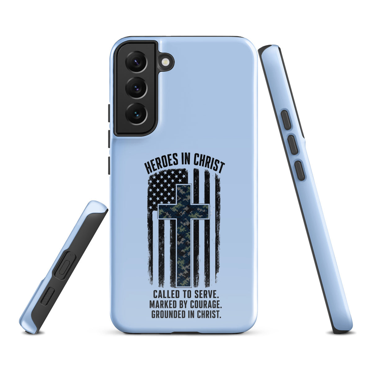 Heroes in Christ Navy Camo Samsung Tough Case - Samsung Galaxy S22 Plus - Front View