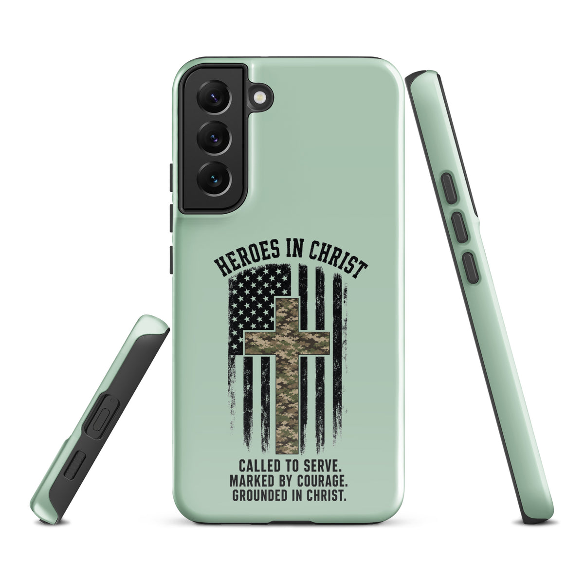 Heroes in Christ Army & Air Force Camo Samsung Tough Case - Samsung Galaxy S22 Plus - Front View