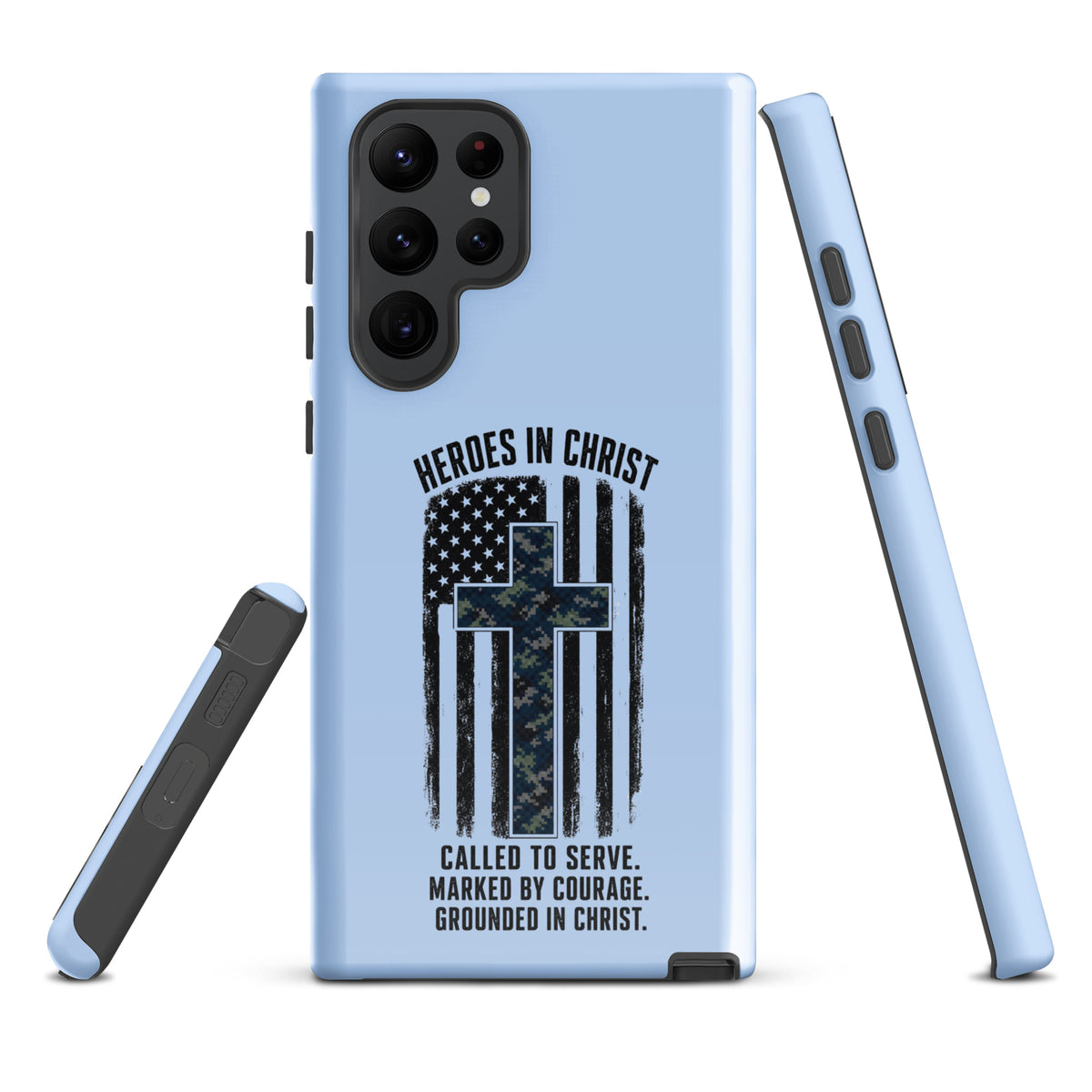 Heroes in Christ Navy Camo Samsung Tough Case - Samsung Galaxy S22 Ultra - Front View