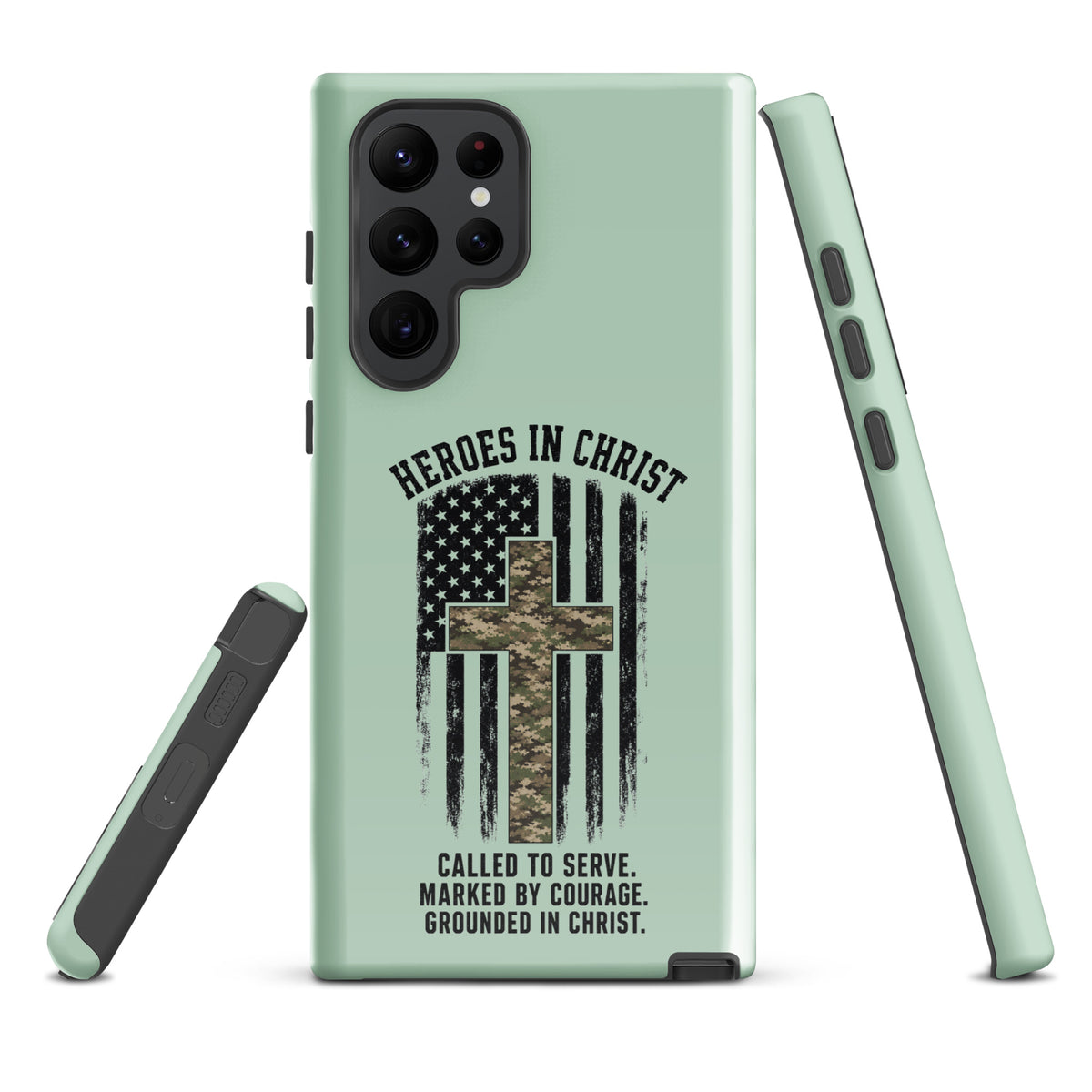 Heroes in Christ Army & Air Force Camo Samsung Tough Case - Samsung Galaxy S22 Ultra - Front View