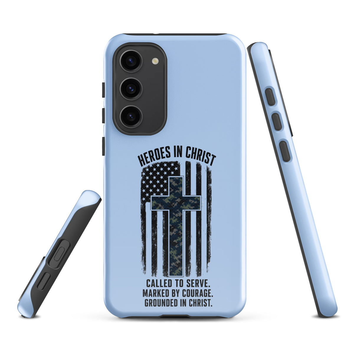 Heroes in Christ Navy Camo Samsung Tough Case - Samsung Galaxy S23 Plus - Front View