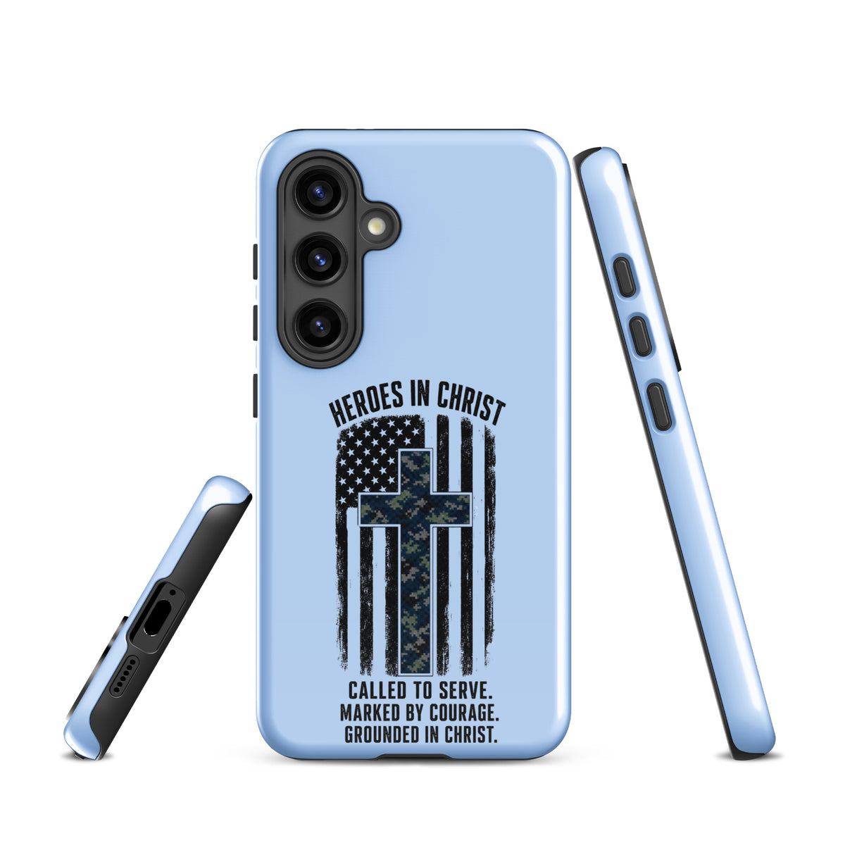 Heroes in Christ Navy Camo Samsung Tough Case - Samsung Galaxy S24 - Front View