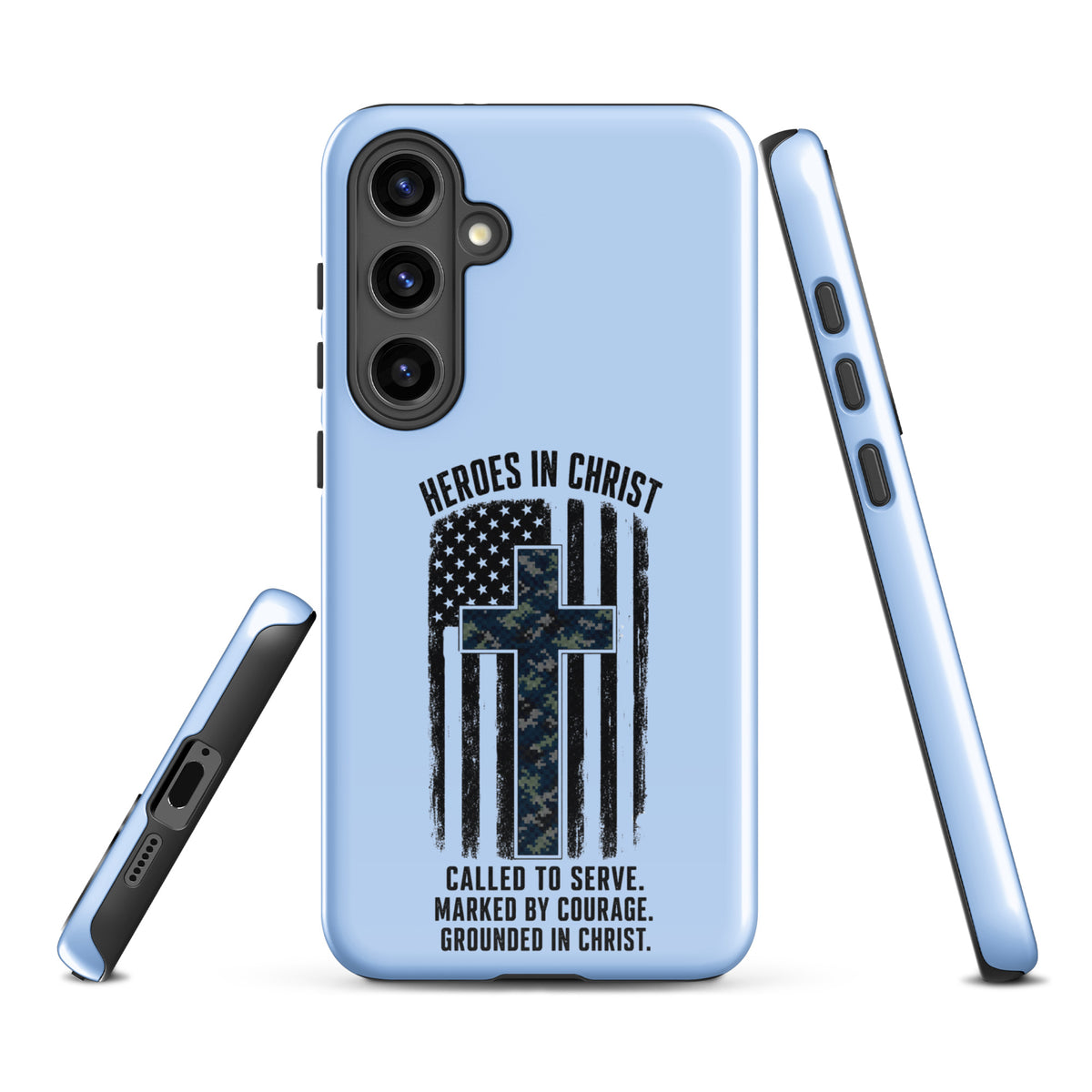 Heroes in Christ Navy Camo Samsung Tough Case - Samsung Galaxy S24 Plus - Front View