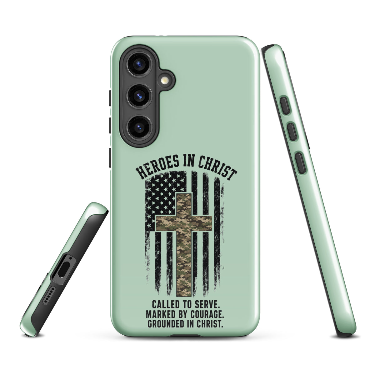 Heroes in Christ Army & Air Force Camo Samsung Tough Case - Samsung Galaxy S24 Plus - Front View