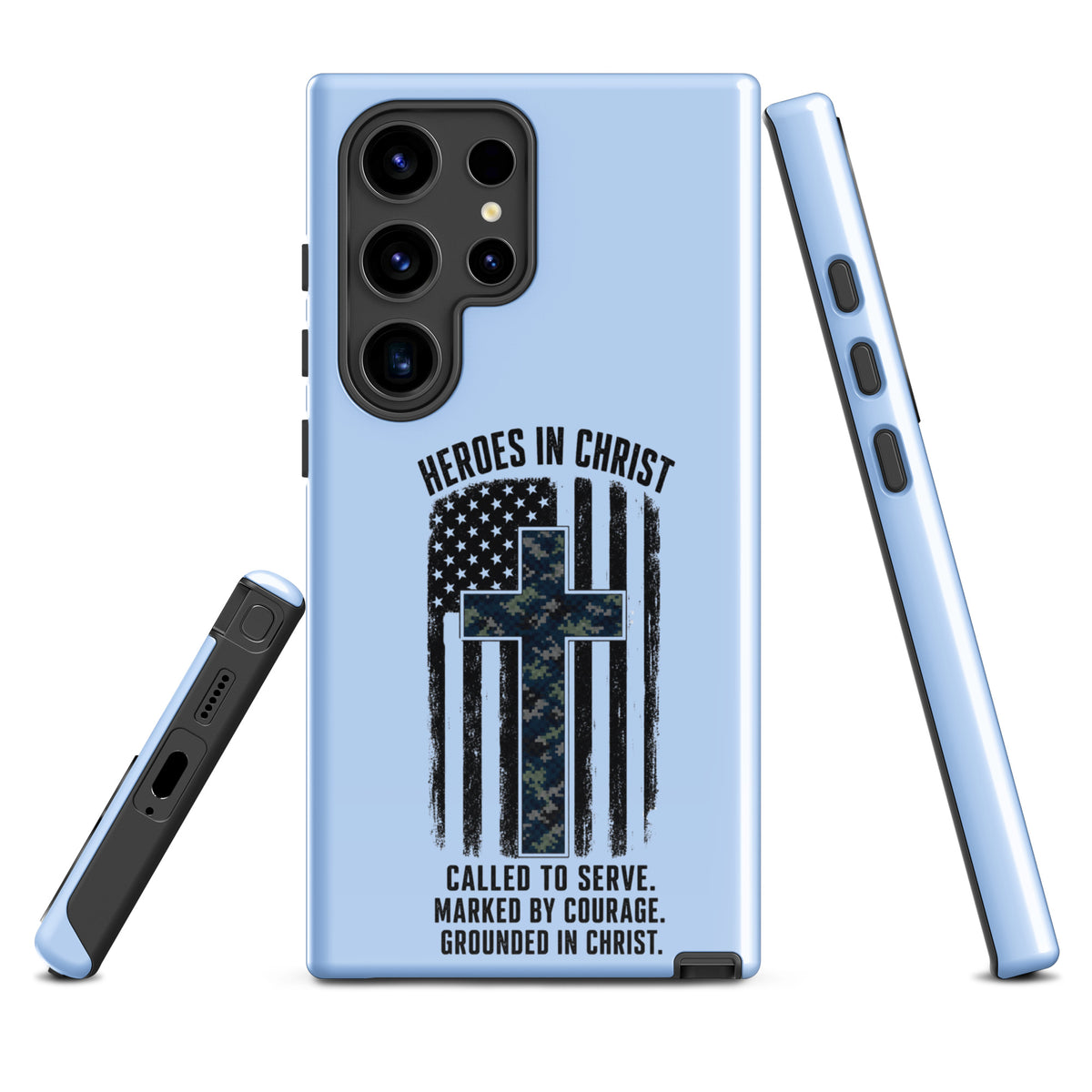 Heroes in Christ Navy Camo Samsung Tough Case - Samsung Galaxy S24 Ultra - Front View