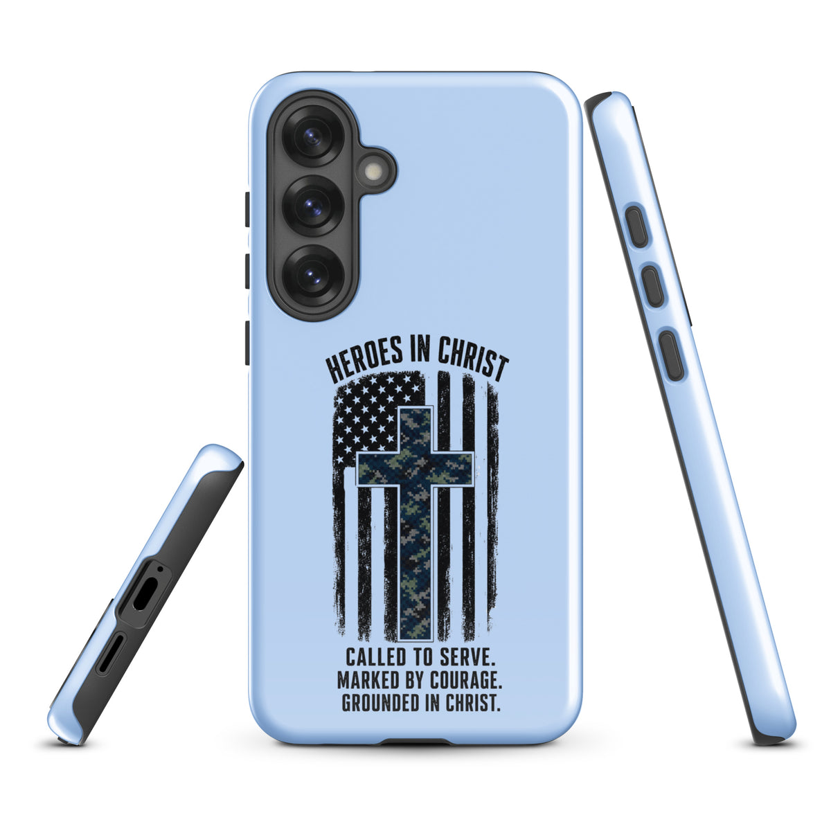Heroes in Christ Navy Camo Samsung Tough Case - Samsung Galaxy S25 Plus - Front View