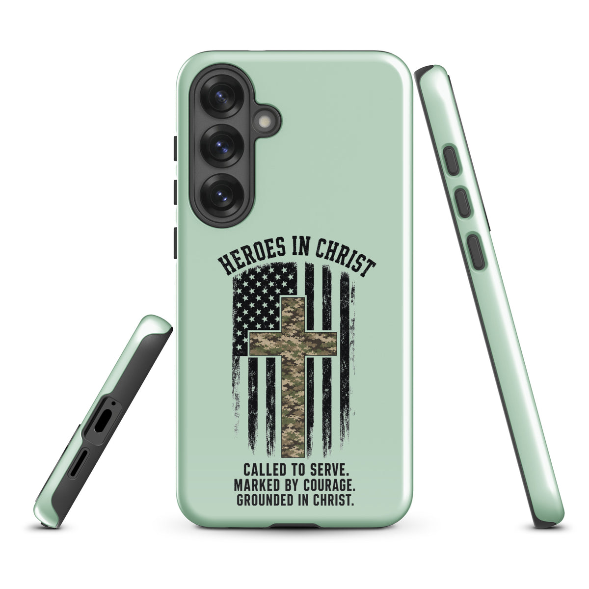 Heroes in Christ Army & Air Force Camo Samsung Tough Case - Samsung Galaxy S25 Plus - Front View