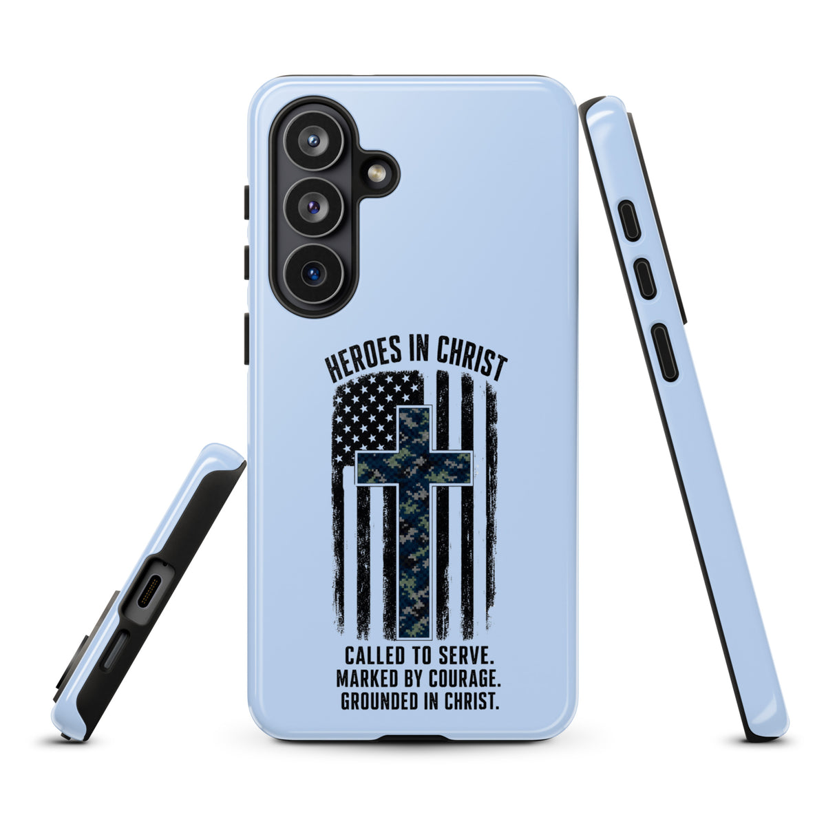 Heroes in Christ Navy Camo Samsung Tough Case - Samsung Galaxy S26 Plus - Front View