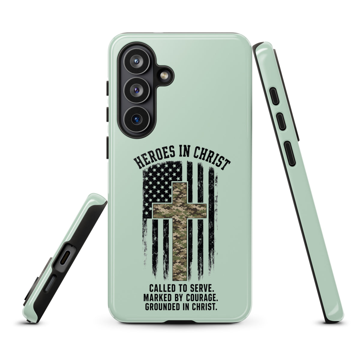 Heroes in Christ Army & Air Force Camo Samsung Tough Case - Samsung Galaxy S26 Plus - Front View