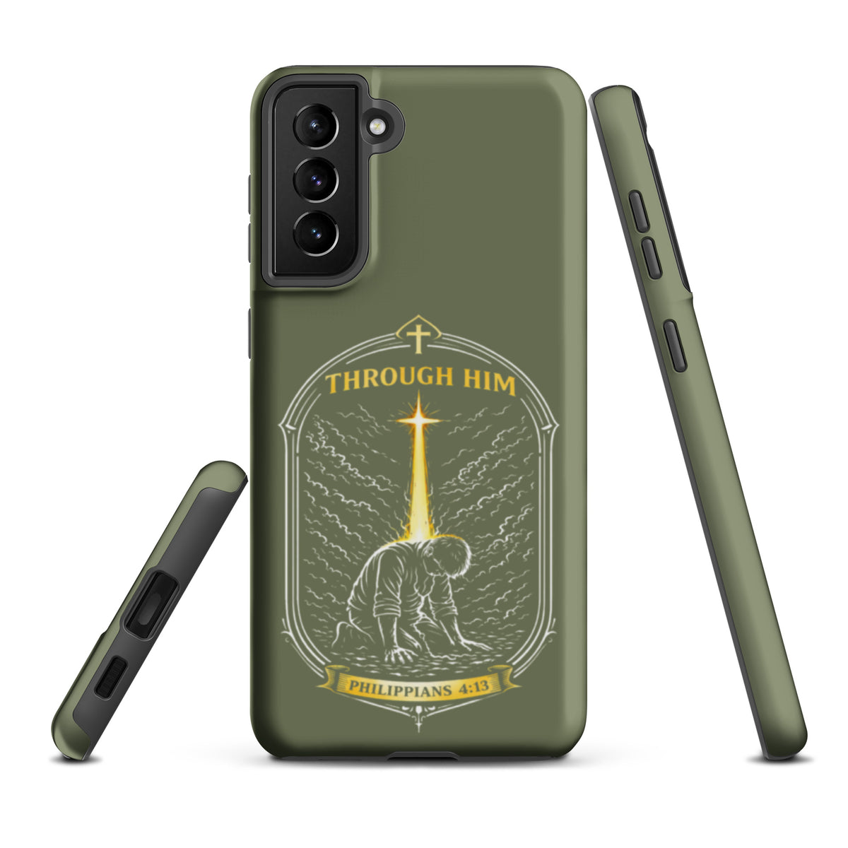 Through Him Men's Samsung Tough Case - Samsung Galaxy S21 Plus - Front View