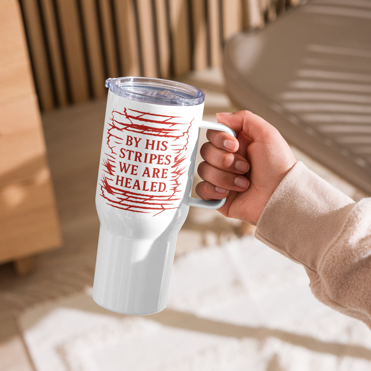 Marked by Stripes Travel Mug - 25 oz - Left Side View