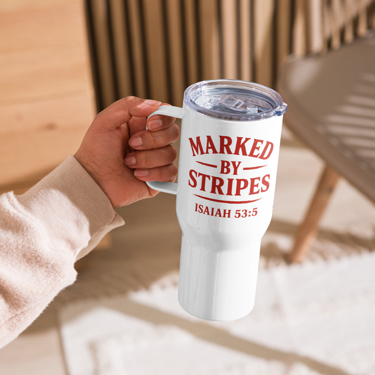 Marked by Stripes Travel Mug - 25 oz - Right Side View